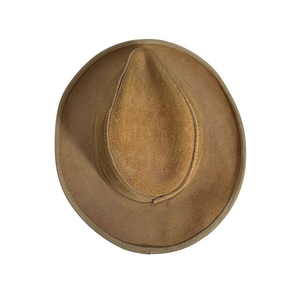 Vintage Tan Suede Western Cowboy Fedora Hat Unisex Size Medium main image 6